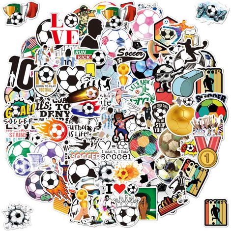 Sticker Football - Vinyle Étanche - Pour Ordinateur Portable Téléphone Valise Skateboard - 100 Pièces (1/5)