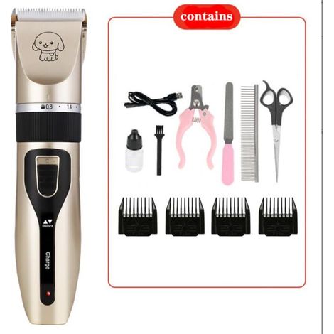 Tondeuse à cheveux professionnelle pour chien et chat Ensemble de tondeuse à cheveux pour chien électrique (rose) Tondeuse à pousser pour chien Rasoir pour animaux de compagnie Tondeuse à cheveux pour (1/5)