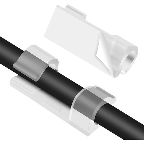 Fascette trasparenti per cavi, confezione da 64, robuste e autoadesive, per una gestione ottimale dei cavi. Clip in plastica resistenti per TV, computer, scrivania o parete. - AquaForge (1/5)