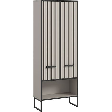 Bagno Hochschrank Bad 2 Türen hellgrau, cremefarben.
