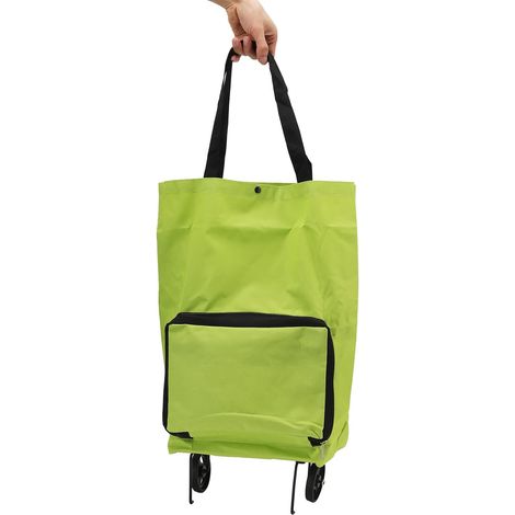 Folding Shopping Trolley with Wheels, Multifunctional Portable Fabric Storage Bag for Groceries, Laundry and More (Green) (1/5)
