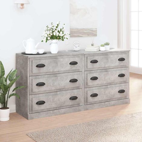 vidaXL Buffets 2 pcs gris béton bois d'ingénierie (1/5)