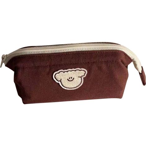 Trousse à crayons mignonne style animal cartoon, fermeture à glissière douce en toile, grande capacité, étui pour école bureau chiot (1/5)