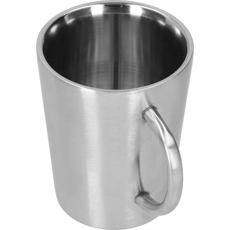 Chope à bière à double paroi en acier inoxydable - Capacité de 340 ml, avec poignée, idéale pour le café et l'eau