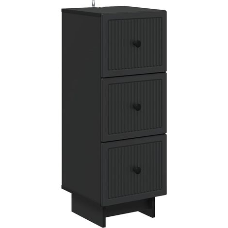 Drawer Cabinet Black 33 x 34.5 x 90 cm Engineered Wood vidaXL