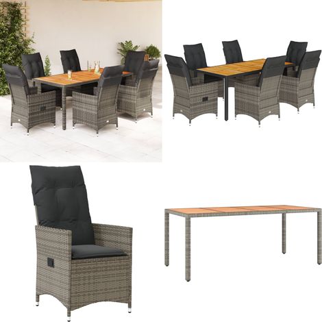 Ensemble à manger de jardin et coussins 7 pcs gris rotin - Chaise de jardin - Table de jardin (1/5)