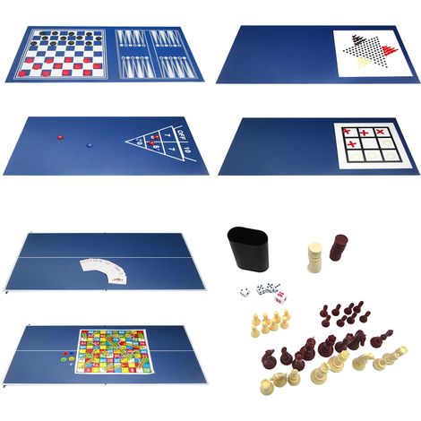 Happy Garden – Table de ping pong multi-jeux 20 en 1 – Dimensions L 106,6 x l 61 x H 80,5 cm – Structure MDF – Pour usage intérieur et extérieur