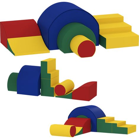Parcours motricité bébé 5PCS, Module en Mousse, Multicolore Housse, Blocs Mousse de Construction, Jouets Éducatifs, Enfants d'Âge Préscolaire (1/5)