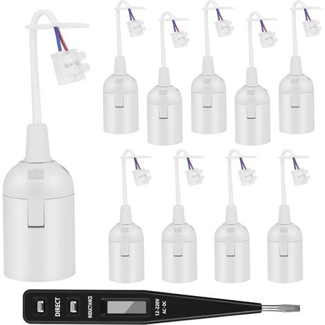 Lot de 10 Douille E27, Fil 12cm, Plastique PET, Laiton, 250V, Intérieur
