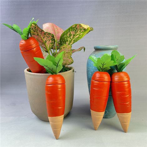Arroseur automatique en argile forme radis 150ml x4 orange système goutte-à-goutte pour plantes d'intérieur et extérieur (1/5)
