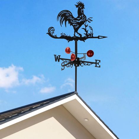 Retro Metal Weathervane, 13 x 22 Inch Outdoor Garden Weathervane, Rooster Design Wind Direction Indicator for Garden and Farm Deco Outdoor Roof (Rooster) (1/5)