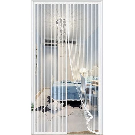 Moustiquaire 100x210cm Moustiquaire magnétique sans perçage Moustiquaire blanche avec bande adhésive et maille ultra-fine (1/3)