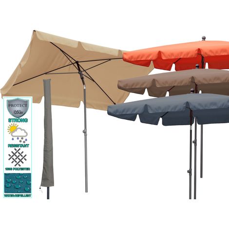 Balkon Sonnenschirm 200x125cm Balkonschirm Rechteckig Knickbar Sand Gartenschirm UV 50 mit Schutzhülle