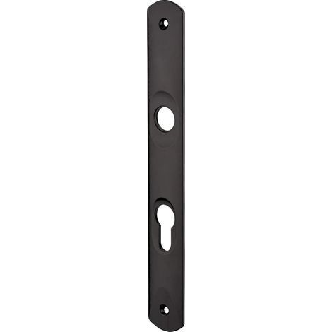 1 Plaque De Propreté Serrure Encastrable, Entraxes 70 Mm, Acier Zingué Noir, Pour Portail Bois Pvc Aluminium (1/5)
