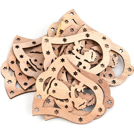 12 pièces décorations suspendues Noël en bois Père Noël ange bonhomme de neige ornements DIY mariage (1/5)