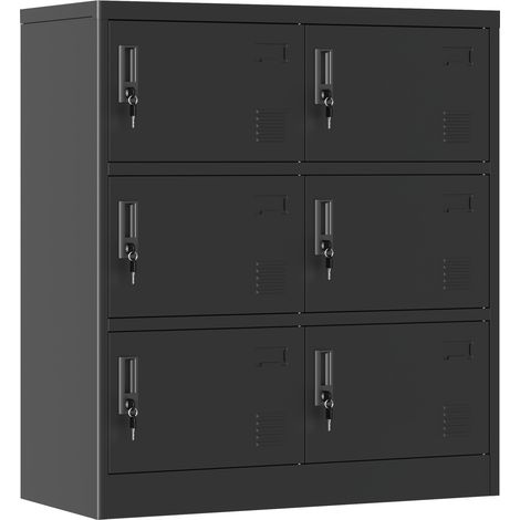 Armario metálico de 6 puertas con cerradura y portatarjeta, negro, 90 x 40 x 100 cm, MODENUIT (1/5)