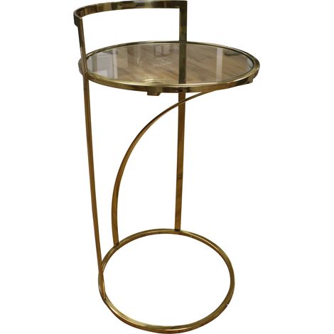 Nouveau Round Coffee Table with Glass Top, 710mm x 380mm - Brass/Glass - Balterley (1/2)