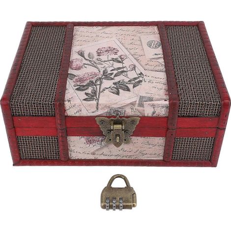 Boîte de rangement de bureau de style vintage avec serrure, coffret de rangement en bois pour livres, bijoux, cosmétiques et photographie.