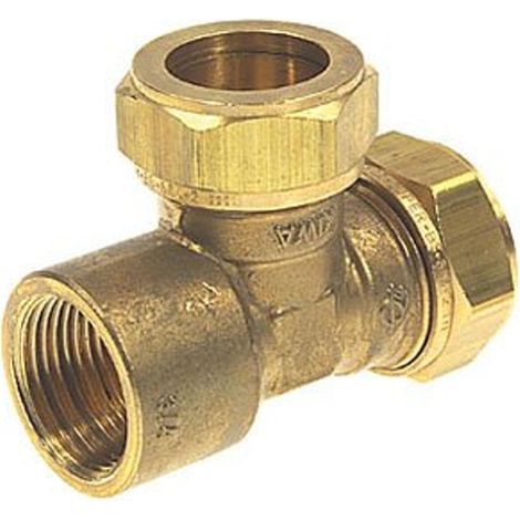 Raccord bicône en laiton té pour tuyaux diam. 22 x 22 x 1/2’’ FF (1/3)