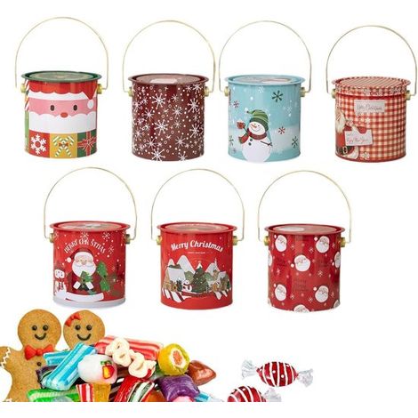Weihnachtspräsentkörbe 7-teilige Dessertbox Weihnachtliche Süßigkeitenbox mit Griff und Deckel für Süßigkeiten Partysnacks Desserts und (1/5)
