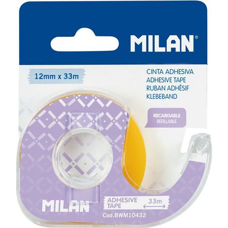 Blister avec dévidoir de ruban adhésif transparent 12mm x 33m Milan (1/2)