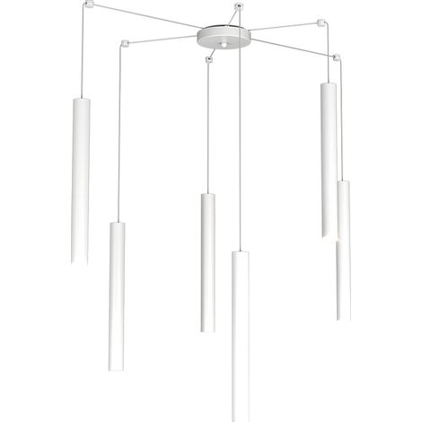Sospensione Moderna Round Tube Metallo Bianco 6 Luci Gu10 (1/4)