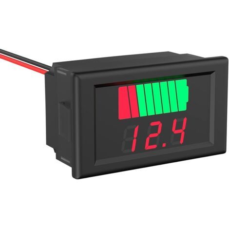Moniteur de Tension de Batterie, Moniteur d'état de Batterie Universel 2 en 1 12V, 24V, 36V, 48V, 60V Compteur de Batterie Numérique à LED pour Batterie au Lithium et Plomb - Affichage Rouge Étanche (1/4)
