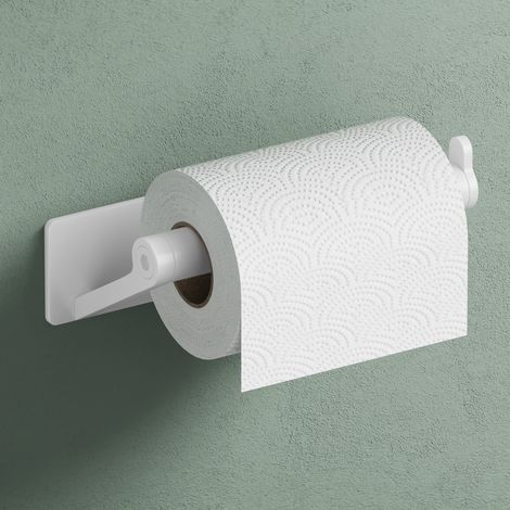 Mai & Mai Porte-Papier Toilette Dérouleur Mural en Acier Inoxydable Porte-Rouleau Stable Blanc Mat Rangement WC Fixation Adhésive 137×78×40 MM Lino-02 (1/5)