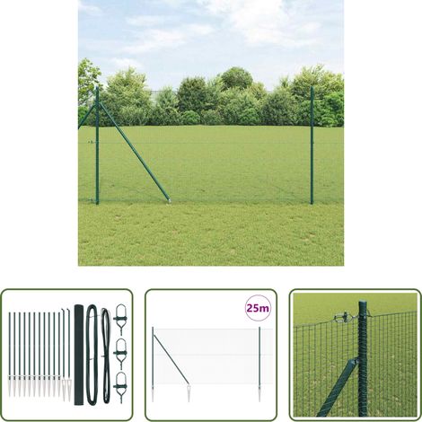 vidaXL Clôture moderne - Poteau de clôture. Vert 25 x 1,5 m (19 x 19 mm maillage) Acier (1/5)