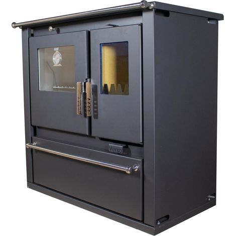 Cocina de leña Verso CS Plus - 7,7 kW Placa superior metálica, horno de acero inoxidable y salida de humos a la izquierda (1/5)
