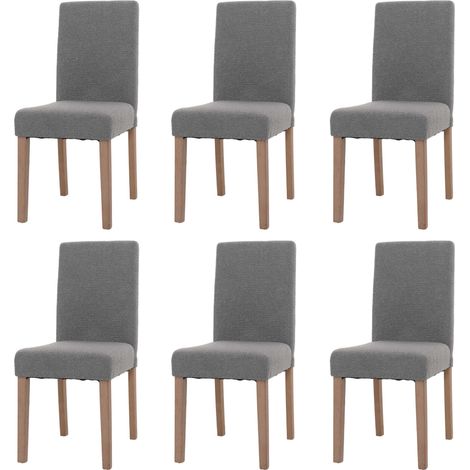6er-Set Esszimmerstuhl Littau, Stuhl Küchenstuhl Hochlehner, Stoff/Textil Bouclé Holz grau, naturfarbene Beine