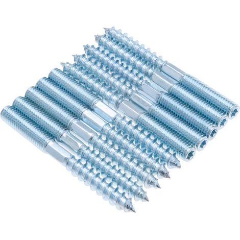 M8x100mm Boulons de Suspension Torx, Vis à Cheville à Double Extrémité, Fixation Murale, Fixation sans Tête Zinguée avec Partie Hexagonale et Torx T25, Boulon Métrique et Vis à bois (lot de 10) (1/4)