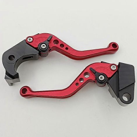 Convient aux Kawasaki Z1000SX 17-19 ans, levier de frein, d'embrayage et de réglage du klaxon modifiés, poignée en alliage (tige courte rouge). (1/5)