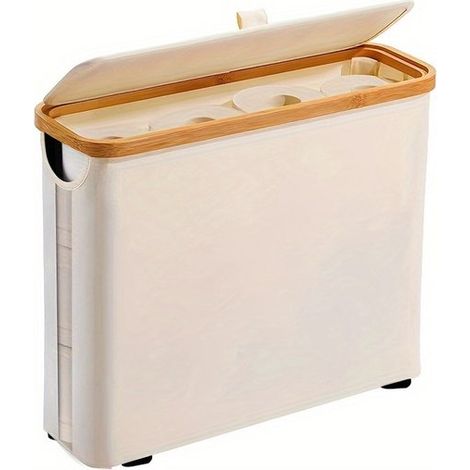 Caja para guardar papel higiénico con tapa - 12 rollos - Beige (1/5)
