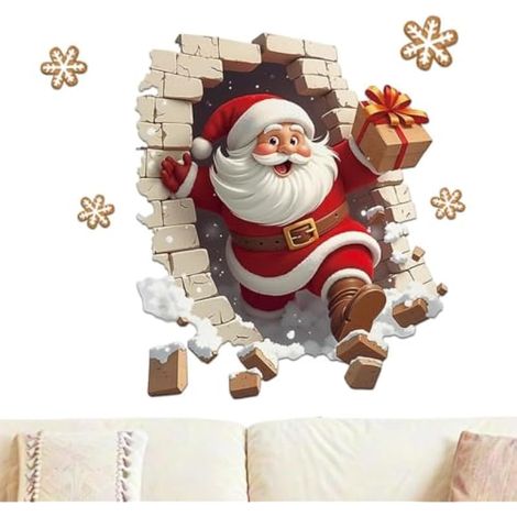Stickers Muraux Père Noël Autocollants de Noël à Coller et Décoller (1/5)