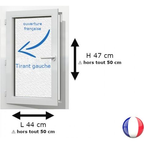 Fenêtre PVC 1 vantail H 45 x L 40 cm OF verre brouillé pour pose en neuf - tirant gauche