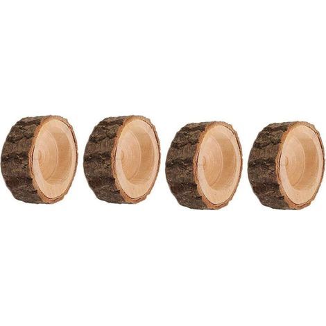 Lot de 4 décorations artisanales en bois – Objets décoratifs faits main