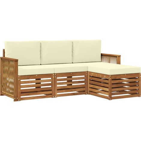 Conjunto de sofás de exterior 4 uds. Natural y Crema vidaXL (1/5)