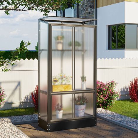 Vitavia Balkon- und Anlehn-Gewächshaus "Stad", schwarz, 4 mm HKP mit Stahlfundament (1/3)