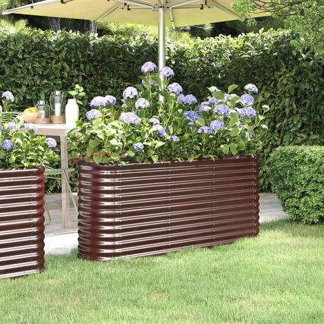 vidaXL Letto Giardino Acciaio Zincato 152x40x68cm Marrone