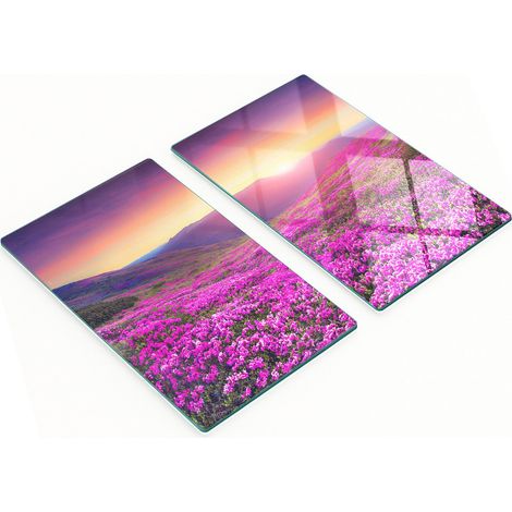 Tablas de cortar de cristal para cocina con estampado de colinas rosas, 2 x 30 x 52 cm.