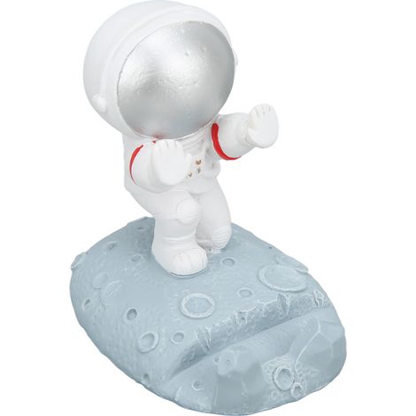 Support de téléphone portable créatif en résine, motif astronaute, pour la maison, la cuisine ou le bureau (argenté). (1/5)
