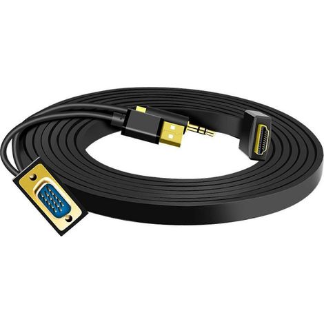 Adaptateur convertisseur VGA vers TV HD, prend en charge la résolution 1080p, convient pour connecter les ordinateurs portables et de bureau aux moniteurs, avec un câble vidéo de 3 mètres. (1/5)