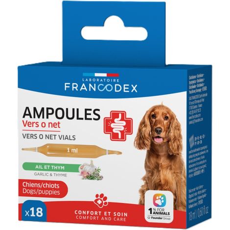 Ampoules Vers O Net 18 x 1 ml pour chiots et chiens - Francodex (1/2)