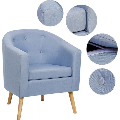 Aqrau Canapé en lin à six boutons Bleu / 2 PCS (1/4)