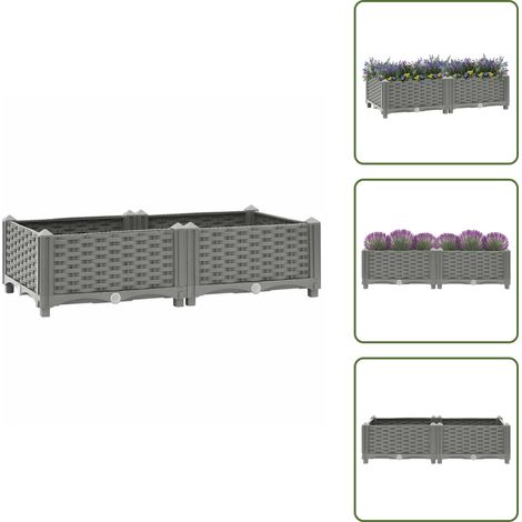 Lit surélevé 80x40x23 cm Polypropylène - Jardin - Pots Fleuris - Bac À Fleurs - Décoration Extérieur - Plante (1/5)