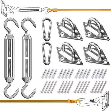 Kit de Fixation pour Voile dOmbrage 304 Inoxydable Voile dOmbrage Kit de fixation pour Triangle arreacute Rectangle Heavy(165) (1/4)