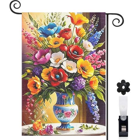 Drapeau de jardin vertical décoration saisonnière toile lavable double face 30 x 45 cm pour entrée maison (1/5)