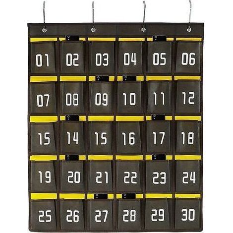 tablero de bolsillo numerado para artículos diversos de aula, soporte para teléfono móvil, organizador colgante para puerta o pared (1/5)