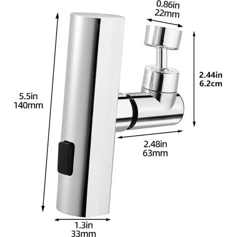 (argenté - 1 pièce) Nouveau robinet de cuisine cascade à trois jets, universel pivotant et extensible, avec bec anti-éclaboussures et fonction multi-usages (1/5)